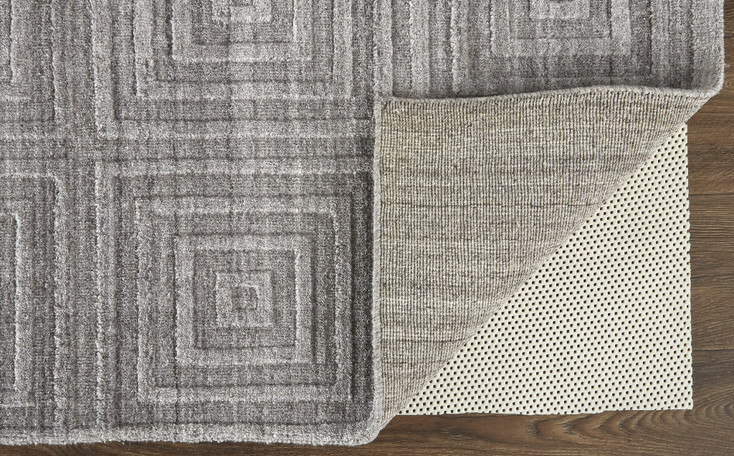 5' x 8' Gray and Silver Striped Hand Woven Area Rug