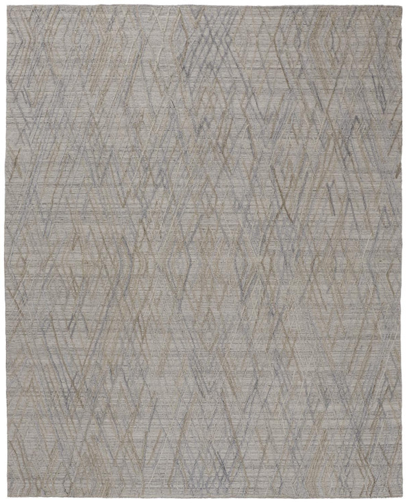 5' x 8' Gray and Blue Abstract Hand Woven Area Rug
