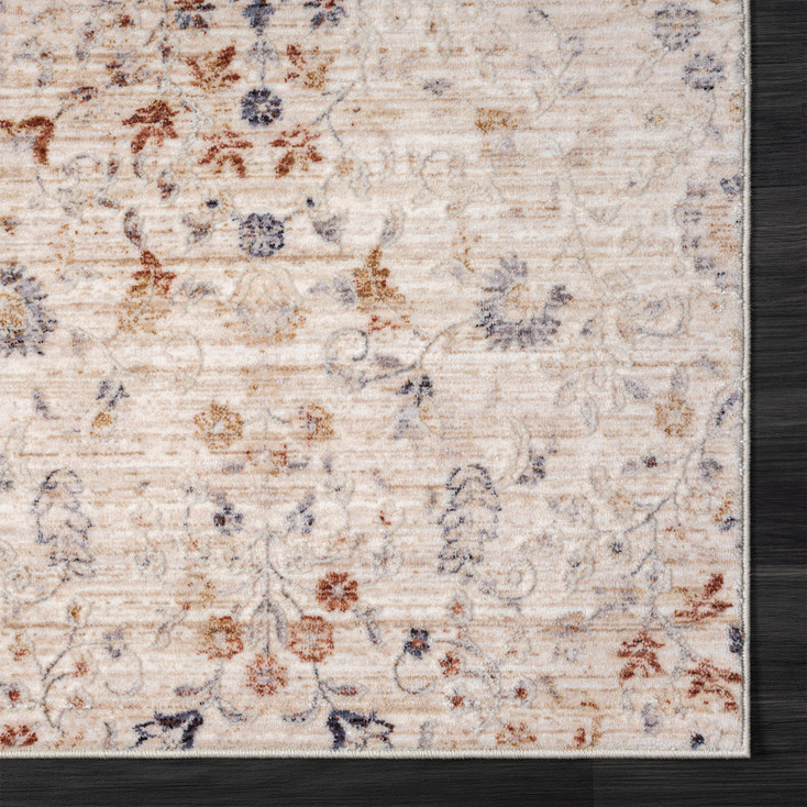 5' x 8' Ivory Floral Area Rug