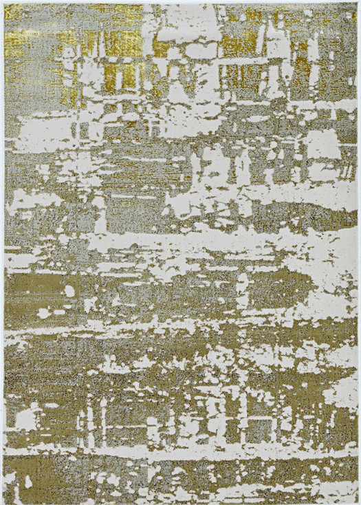 5' x 8' Ivory or Gold Abstract Brushstrokes Indoor Area Rug