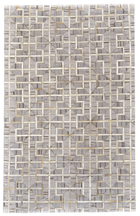 5' x 8' Gray Ivory and Brown Geometric Hand Woven Area Rug