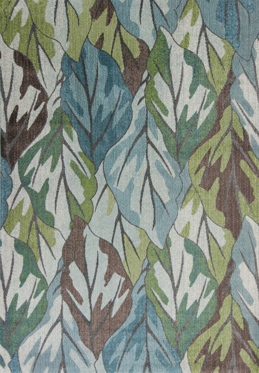 5' x 8' Blue Tropical Leaves Indoor Area Rug