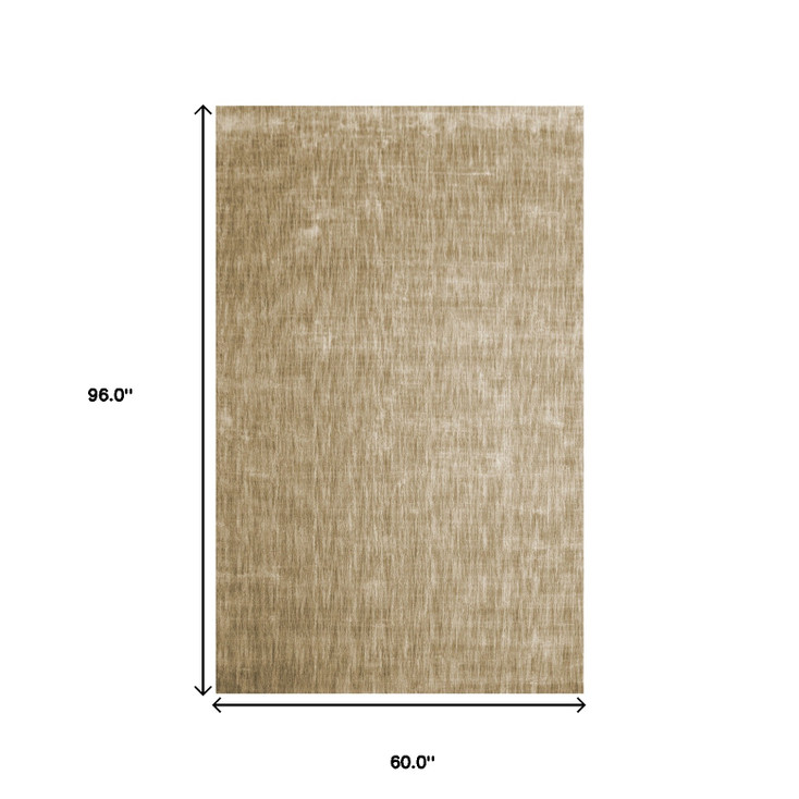 5' x 8' Beige Abstract Hand Woven Stain Resistant Area Rug