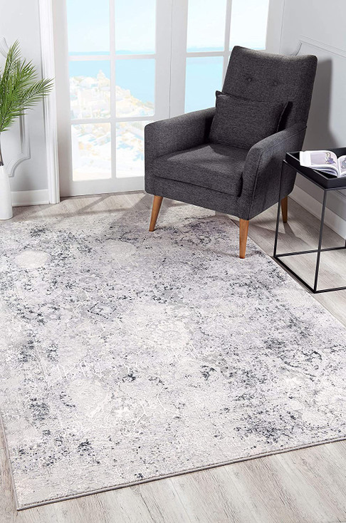 5' x 8' Gray and Ivory Abstract Dhurrie Area Rug