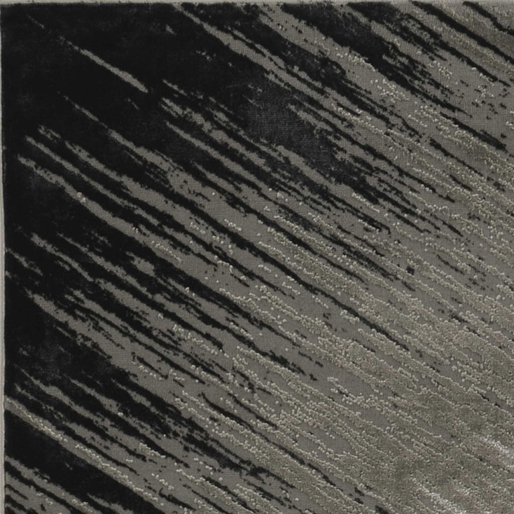 5' x 8' Silver Grey Machine Woven Abstract Brushstroke Indoor Area Rug