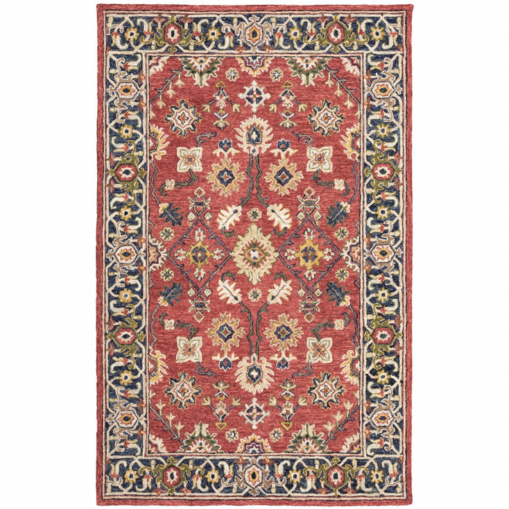 5' x 8' Red and Blue Bohemian Area Rug