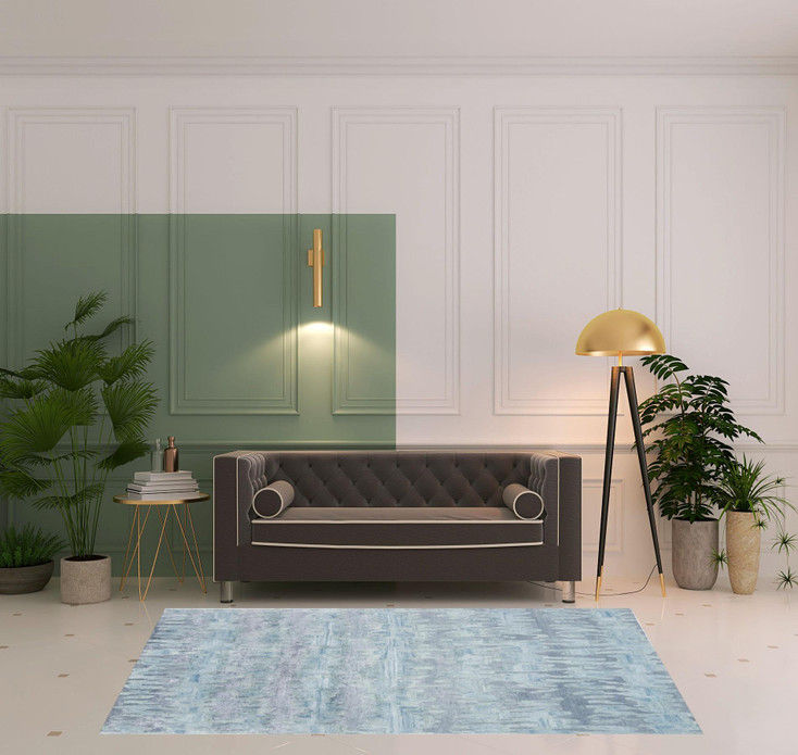 5' x 8' Blue Green and Gray Abstract Tufted Handmade Area Rug