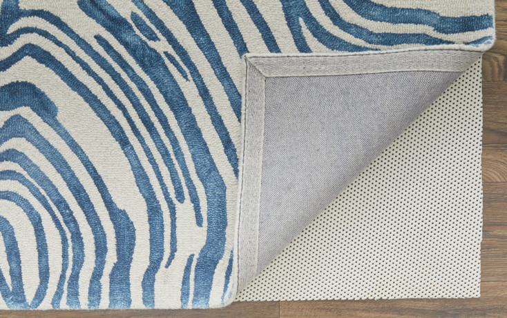 5' x 8' Blue and Ivory Wool Geometric Tufted Handmade Area Rug