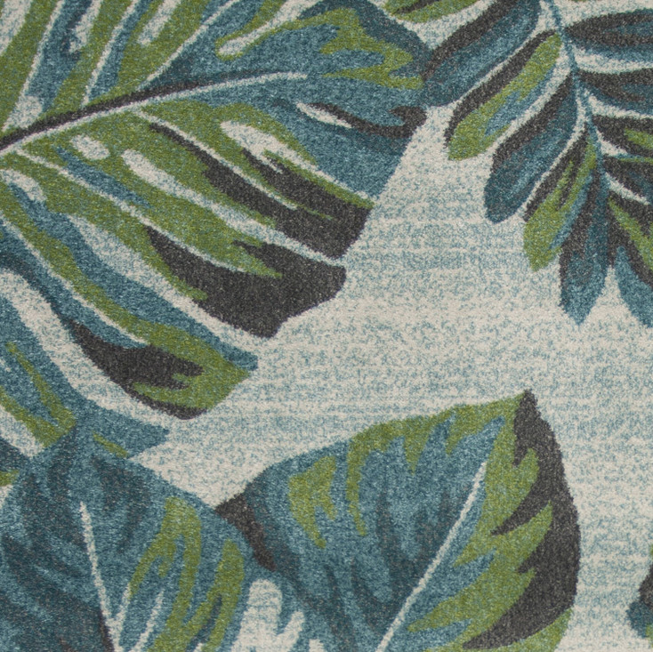 5' x 8' Teal or Green Tropical Leaves Indoor Area Rug