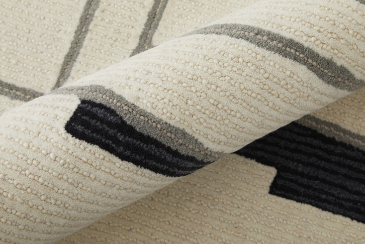 5' x 8' Ivory Gray and Taupe Wool Abstract Tufted Handmade Area Rug