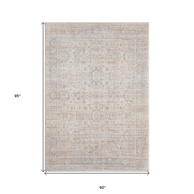5' x 8' Gray Botanical Area Rug