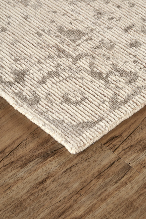 5' x 8' Ivory and Tan Abstract Hand Woven Area Rug