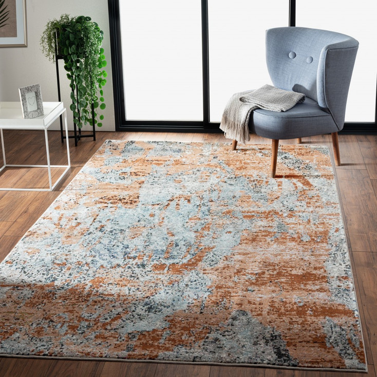 5' x 8' Rustic Brown Abstract Area Rug