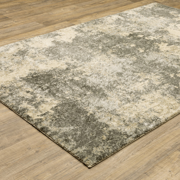 5' x 8' Charcoal Grey Beige and Tan Abstract Power Loom Stain Resistant Area Rug