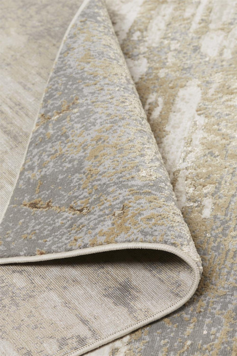 5' x 8' Ivory Gold and Gray Abstract Stain Resistant Area Rug