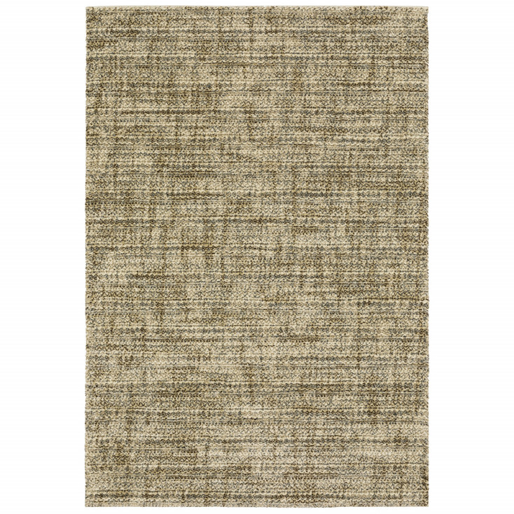 5' x 8' Beige Brown Tan and Blue Green Abstract Power Loom Stain Resistant Area Rug