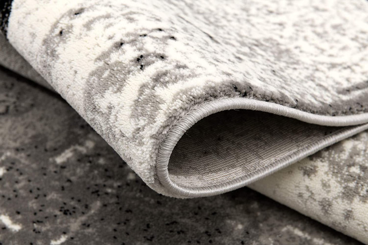 5' x 8' Gray Damask Dhurrie Area Rug