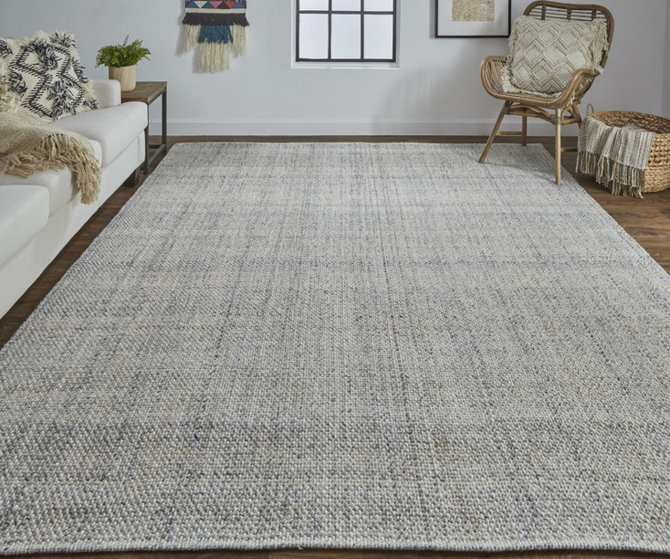 5' x 8' Ivory Tan and Gray Hand Woven Area Rug