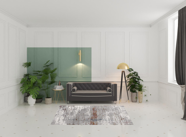 5' x 8' Gray and Brown Abstract Scraped Area Rug