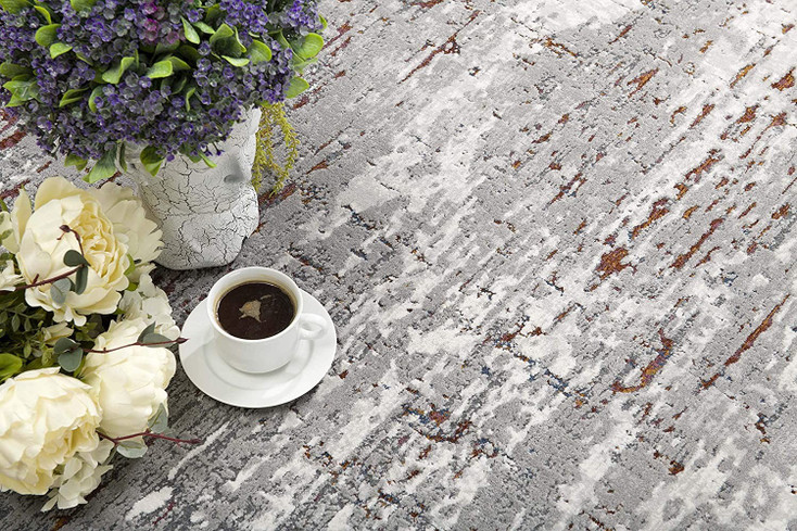 5' x 8' Gray and Brown Abstract Scraped Area Rug