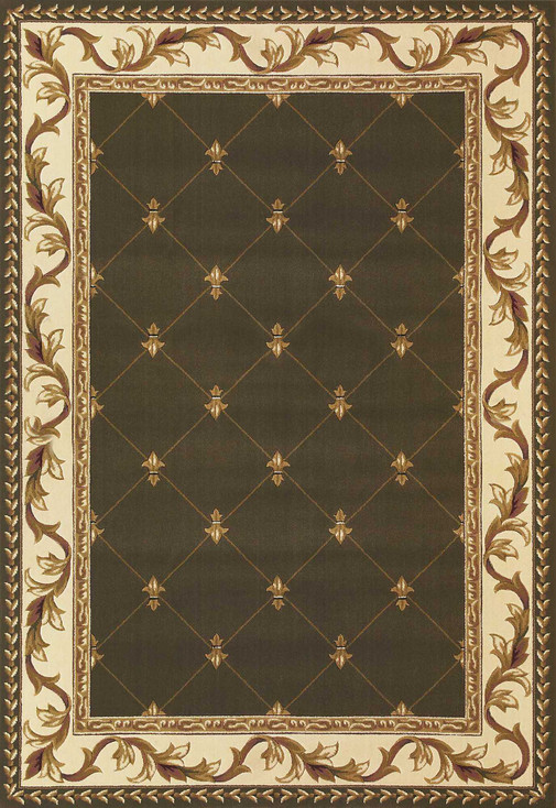 5' x 8' Green Machine Woven Hand Carved Fleur De Lis Indoor Area Rug