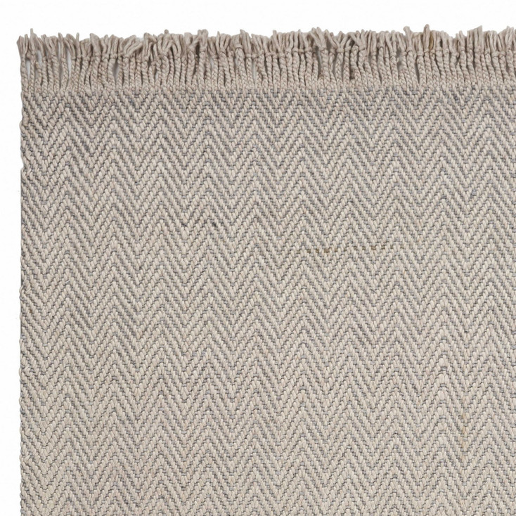 5' x 8' Oatmeal Beige Hand Woven Houndstooth Indoor Area Rug