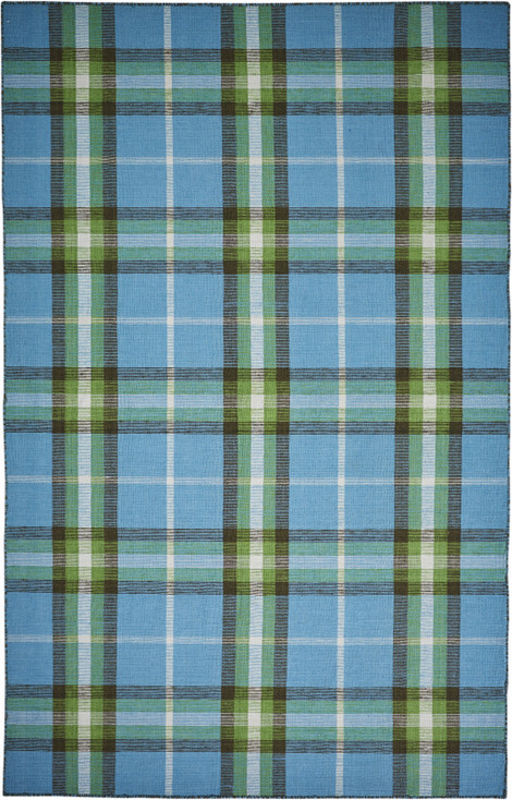5' x 8' Blue Green and Black Abstract Hand Woven Stain Resistant Area Rug