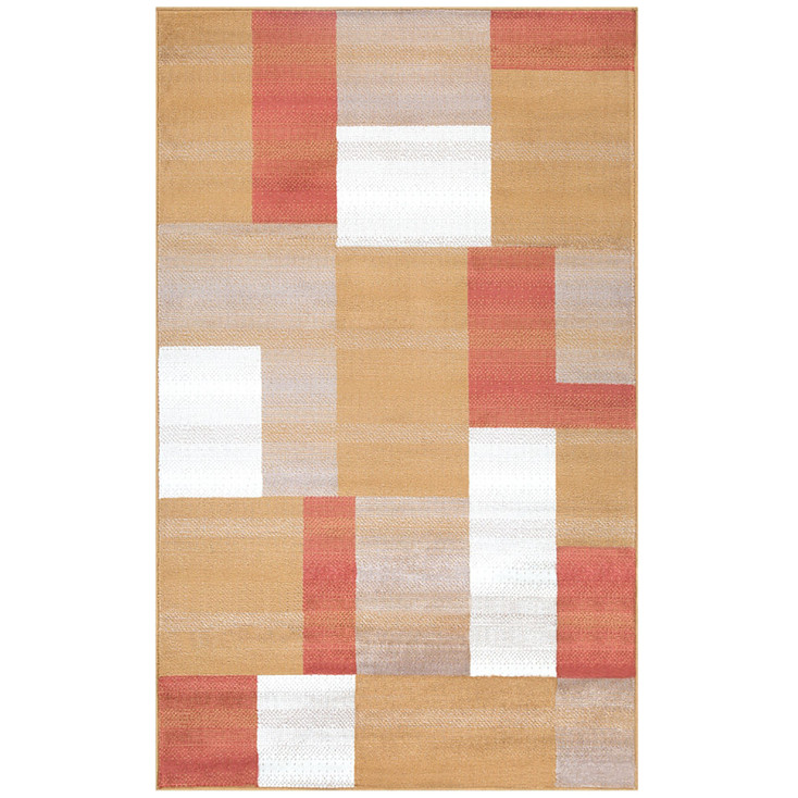 5' x 8' Terra Cotta Patchwork Power Loom Stain Resistant Area Rug