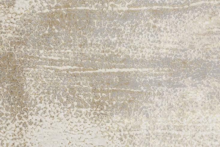 5' x 8' Ivory Gray and Gold Abstract Stain Resistant Area Rug