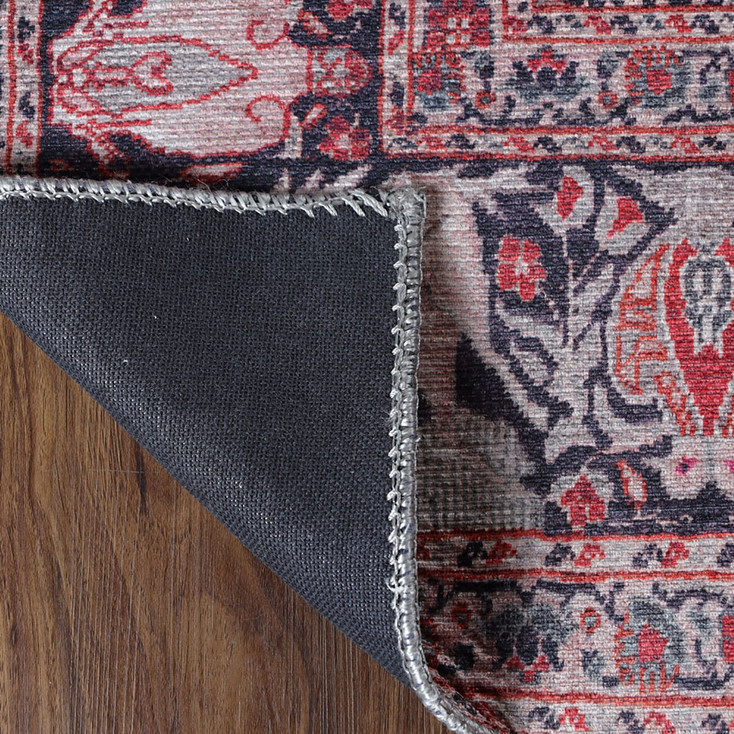5' x 8' Garnet Red Medallion Stain Resistant Polyester Area Rug