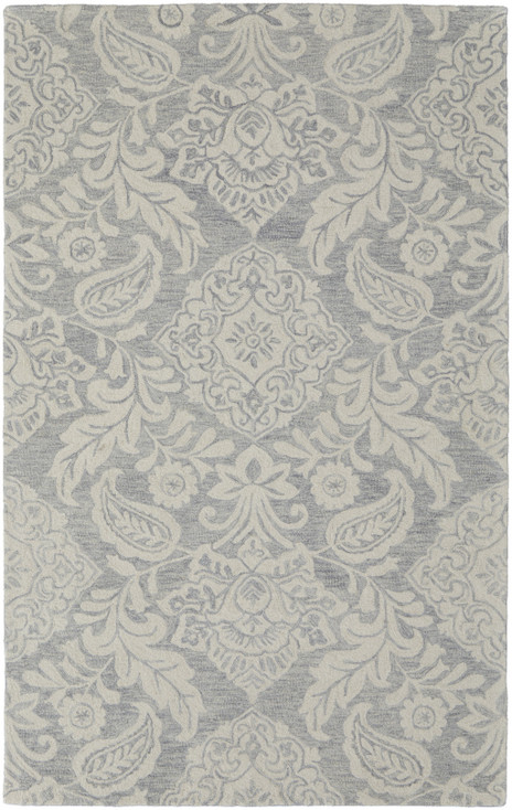 5' x 8' Blue and Ivory Wool Paisley Tufted Handmade Stain Resistant Area Rug