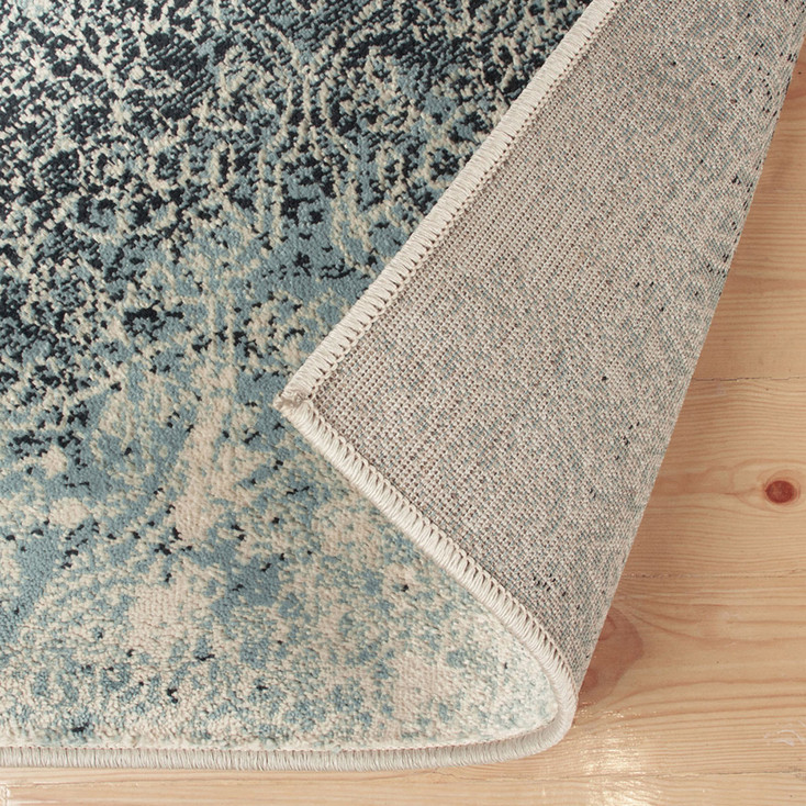 5' x 8' Navy Blue Medallion Stain Resistant Area Rug
