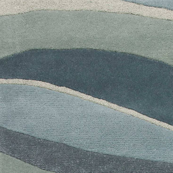 5' x 8' Ocean Blue Teal Hand Tufted Abstract Waves Indoor Area Rug