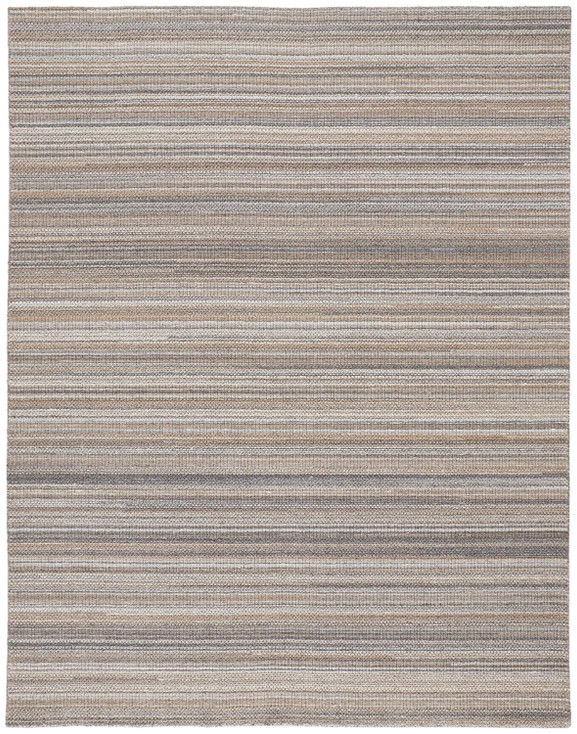 5' x 8' Brown and Taupe Wool Hand Woven Stain Resistant Area Rug