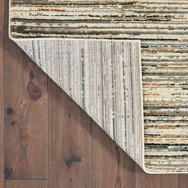 5' x 8' Ivory Sage Abstract Lines Indoor Area Rug