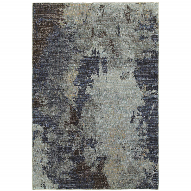 5' x 8' Navy and Blue Abstract Power Loom Stain Resistant Area Rug