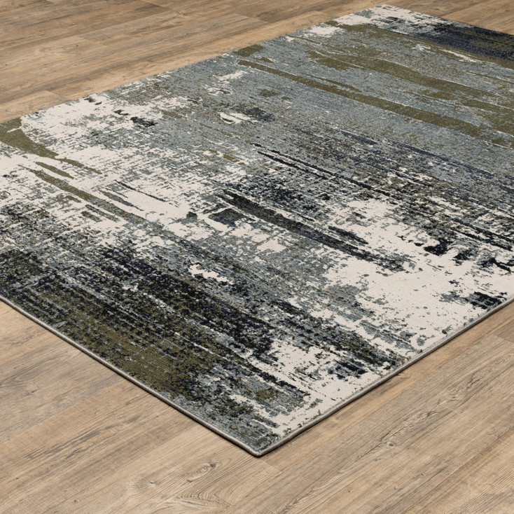 5' x 8' Blue and Green Abstract Power Loom Area Rug