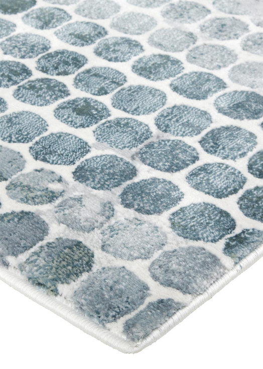 5' x 8' Blue and Gray Polka Dots Distressed Stain Resistant Area Rug