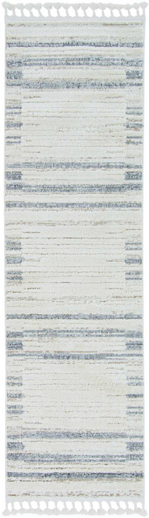 5' x 8' Ivory or Grey Abstract Brushstrokes Indoor Area Rug with Fringe