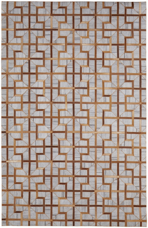 5' x 8' Tan Brown and Gray Geometric Hand Woven Area Rug