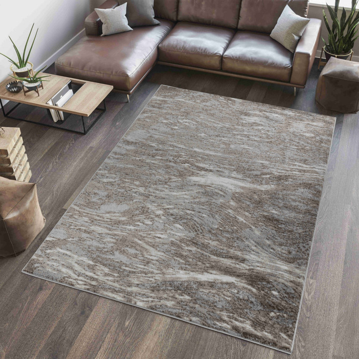 5' x 8' Brown Abstract Polypropylene Rectangle Area Rug