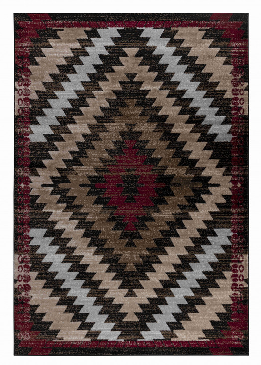 5' x 8' Brown Geometric Area Rug