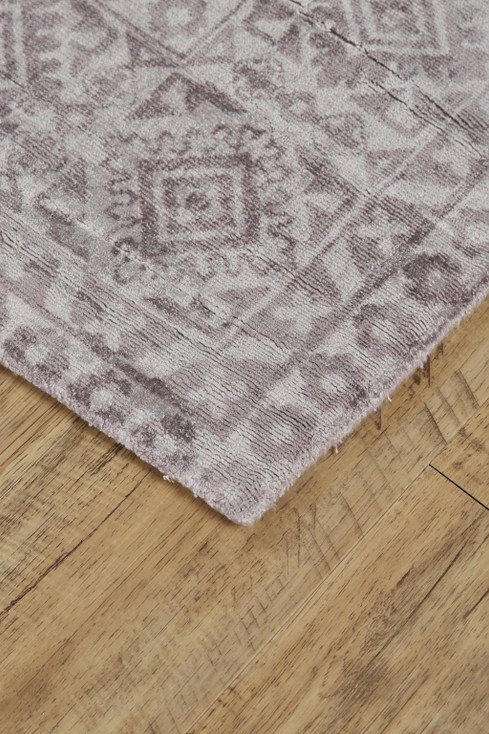5' x 8' Gray and Purple Abstract Hand Woven Area Rug