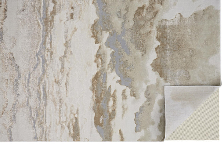 5' x 8' Ivory Tan and Gray Abstract Stain Resistant Area Rug