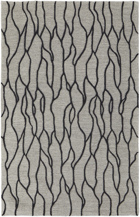 5' x 8' Taupe Black and Gray Wool Abstract Tufted Handmade Stain Resistant Area Rug