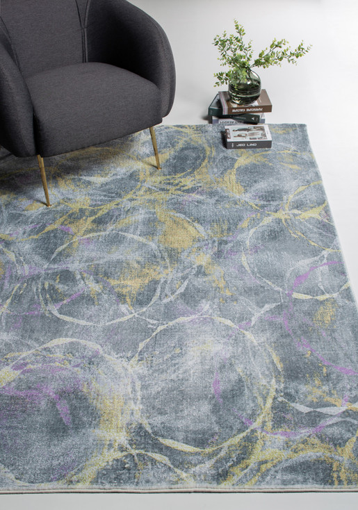5' x 8' Gray Abstract Dhurrie Polyester Area Rug