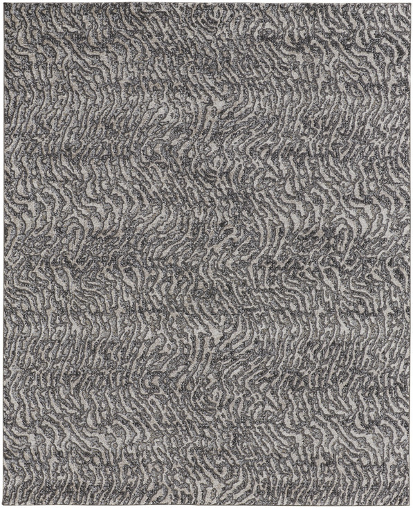 5' x 8' Gray Taupe and Ivory Abstract Power Loom Stain Resistant Area Rug
