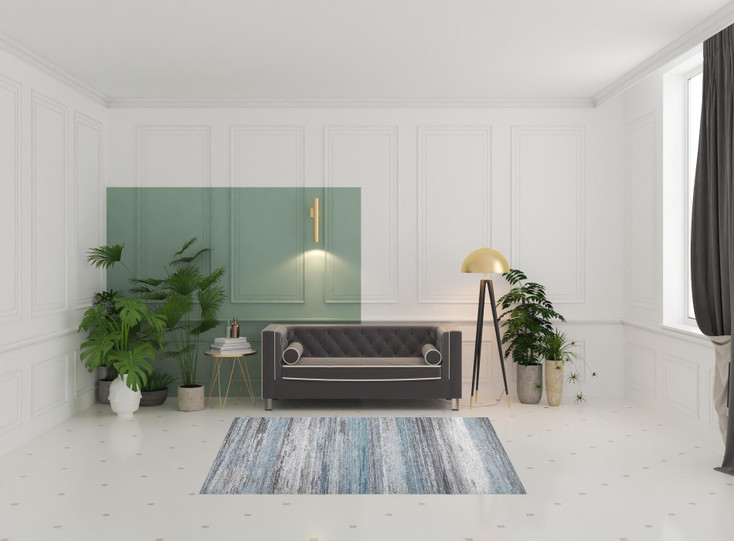 5' x 8' Turquoise and Gray Abstract Stain Resistant Area Rug
