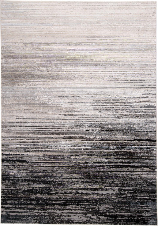5' x 8' Black and Dark Gray Abstract Stain Resistant Area Rug