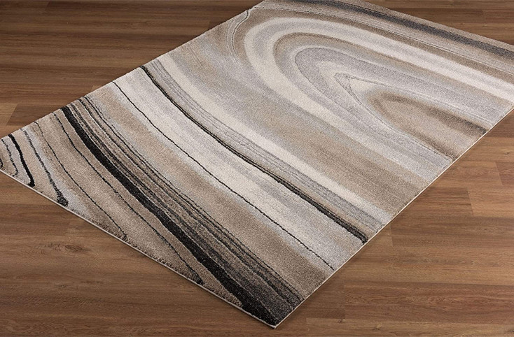 5' x 8' Cream and Tan Abstract Marble Area Rug